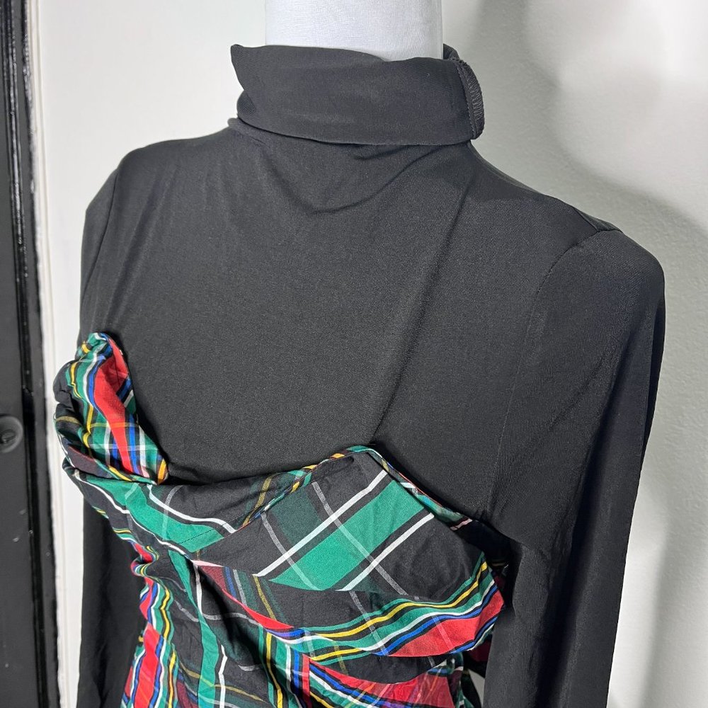 NWT New York & Company Green Red Plaid Bustier Blouse Size S - Picture 4 of 10